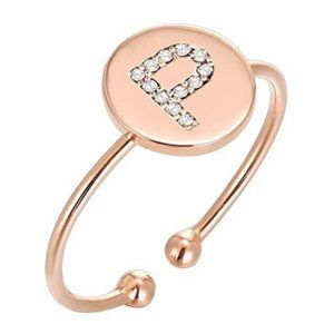 14K Gold Plated Initial P Letter Stackable Rings for Women | Fashion Rings